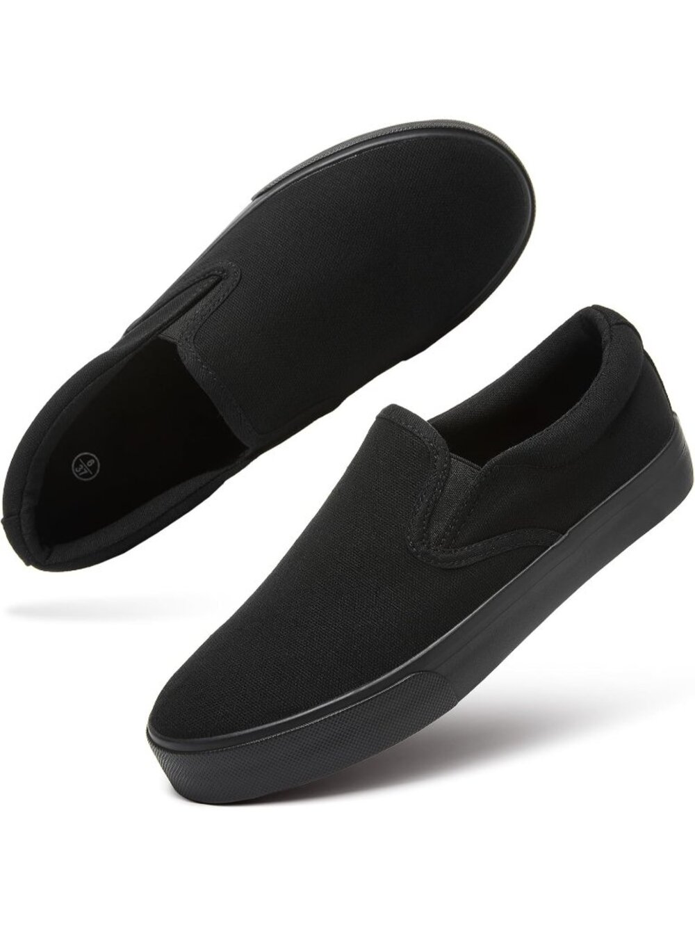 Women's Full Black Round Toe Flat Slip On Fashion Non Slip Breathable Sneaker